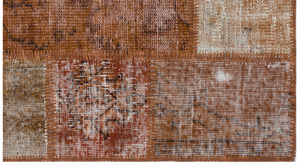 Brown Over Dyed Patchwork Unique Rug 2'7'' x 4'11'' ft 80 x 150 cm