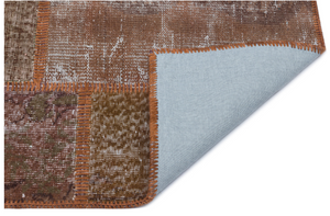 Brown Over Dyed Patchwork Unique Rug 2'7'' x 4'11'' ft 80 x 150 cm