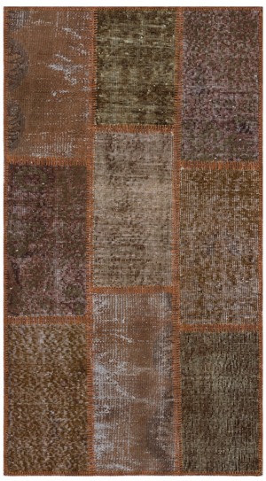 Brown Over Dyed Patchwork Unique Rug 2'7'' x 4'11'' ft 80 x 150 cm
