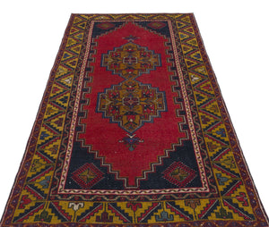 Natural Anatolium Turkish Vintage Rug 3'10'' x 7'9'' ft 117 x 236 cm