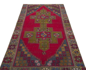 Natural Anatolium Turkish Vintage Rug 4'1'' x 7'10'' ft 124 x 238 cm