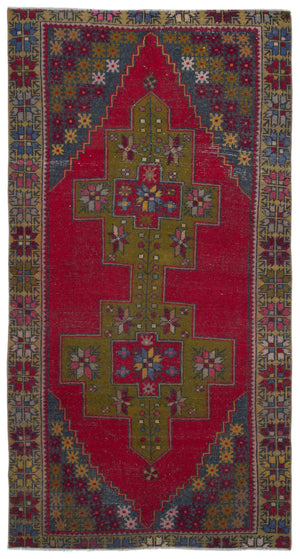 Natural Anatolium Turkish Vintage Rug 4'1'' x 7'10'' ft 124 x 238 cm