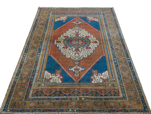 Natural Anatolium Turkish Vintage Rug 4'3'' x 6'11'' ft 130 x 212 cm