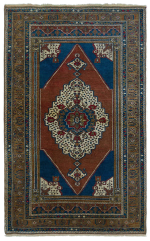Natural Anatolium Turkish Vintage Rug 4'3'' x 6'11'' ft 130 x 212 cm