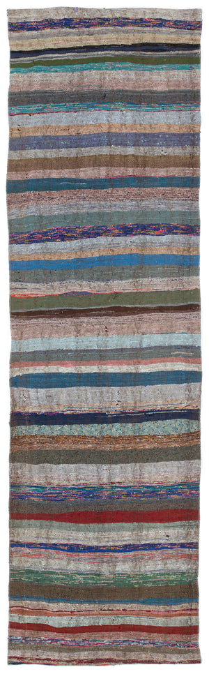 Chaput Over Dyed Kilim Rug 3'5'' x 11'5'' ft 105 x 348 cm