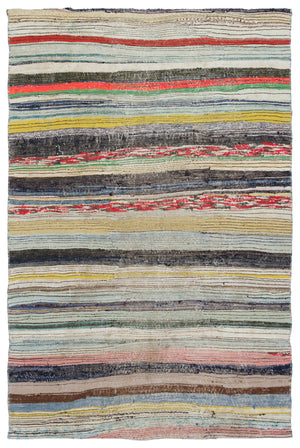 Chaput Over Dyed Kilim Rug 4'2'' x 6'5'' ft 128 x 195 cm
