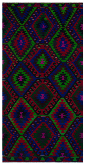 Geometric Over Dyed Kilim Rug 5'9'' x 11'1'' ft 174 x 337 cm