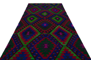 Geometric Over Dyed Kilim Rug 5'9'' x 11'1'' ft 174 x 337 cm