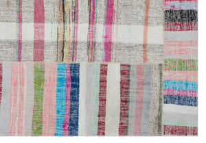 Striped Over Dyed Kilim Patchwork Unique Rug 5'3'' x 7'7'' ft 161 x 232 cm