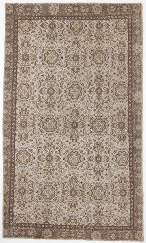 Beige Over Dyed Vintage Rug 5'4'' x 9'3'' ft 163 x 281 cm