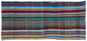 Chaput Over Dyed Kilim Rug 3'5'' x 7'3'' ft 105 x 222 cm