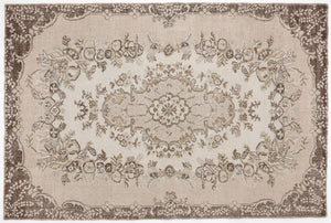 Beige Over Dyed Vintage Rug 6'2'' x 9'2'' ft 187 x 280 cm