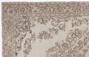 Beige Over Dyed Vintage Rug 5'8'' x 9'2'' ft 173 x 280 cm
