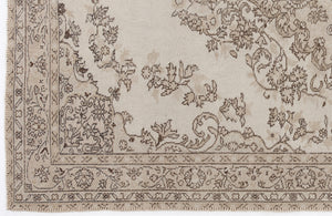 Beige Over Dyed Vintage Rug 5'8'' x 9'2'' ft 173 x 280 cm
