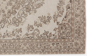 Beige Over Dyed Vintage Rug 5'8'' x 9'2'' ft 173 x 280 cm