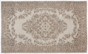 Beige Over Dyed Vintage Rug 5'8'' x 9'2'' ft 173 x 280 cm