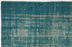 Turquoise Over Dyed Vintage Rug 5'0'' x 8'8'' ft 153 x 264 cm