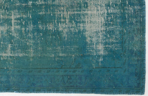 Turquoise Over Dyed Vintage Rug 5'0'' x 8'8'' ft 153 x 264 cm