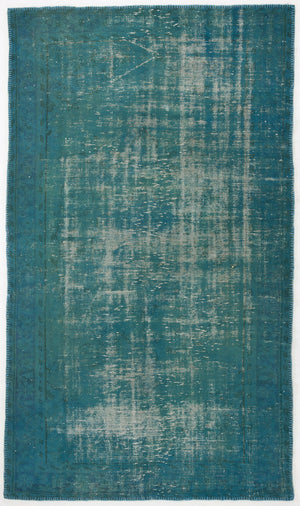 Turquoise Over Dyed Vintage Rug 5'0'' x 8'8'' ft 153 x 264 cm