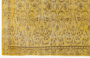 Yellow Over Dyed Vintage Rug 5'5'' x 9'4'' ft 165 x 285 cm