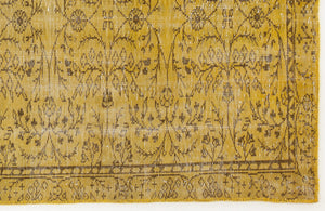 Yellow Over Dyed Vintage Rug 5'5'' x 9'4'' ft 165 x 285 cm