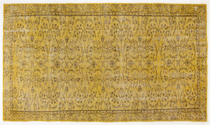 Yellow Over Dyed Vintage Rug 5'5'' x 9'4'' ft 165 x 285 cm
