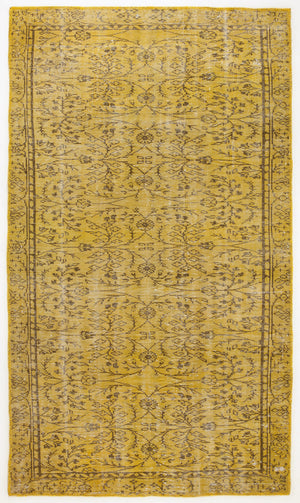 Yellow Over Dyed Vintage Rug 5'5'' x 9'4'' ft 165 x 285 cm