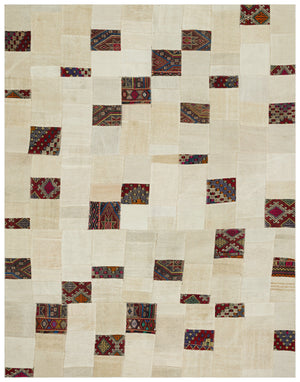 Hemp Over Dyed Kilim Patchwork Unique Rug 9'2'' x 11'10'' ft 280 x 360 cm