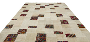 Hemp Over Dyed Kilim Patchwork Unique Rug 9'2'' x 11'10'' ft 280 x 360 cm