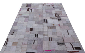 Hemp Over Dyed Kilim Patchwork Unique Rug 5'4'' x 7'7'' ft 162 x 230 cm