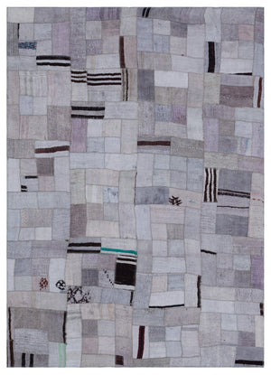 Hemp Over Dyed Kilim Patchwork Unique Rug 5'7'' x 7'9'' ft 170 x 237 cm