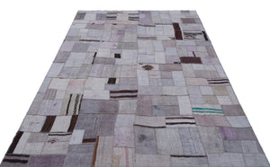 Hemp Over Dyed Kilim Patchwork Unique Rug 5'7'' x 7'9'' ft 170 x 237 cm