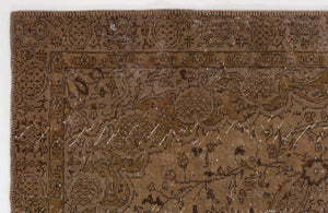 Brown Over Dyed Vintage Rug 4'11'' x 8'4'' ft 150 x 255 cm