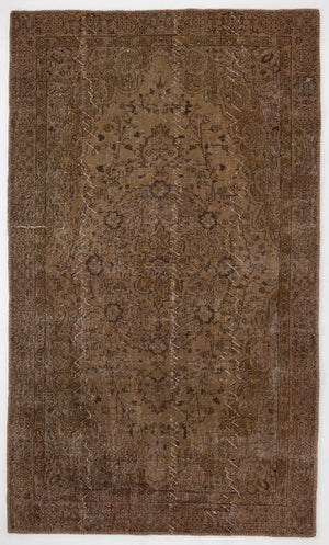Brown Over Dyed Vintage Rug 4'11'' x 8'4'' ft 150 x 255 cm