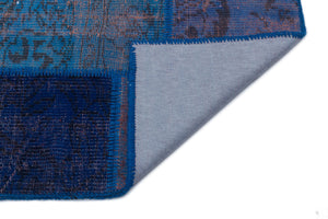 Blue Over Dyed Patchwork Unique Rug 3'11'' x 5'11'' ft 120 x 180 cm