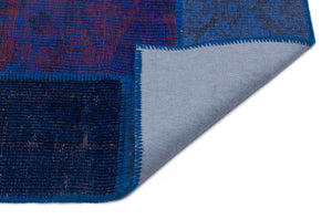 Blue Over Dyed Patchwork Unique Rug 3'11'' x 5'11'' ft 120 x 180 cm