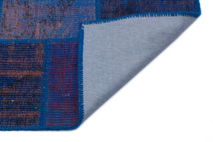 Blue Over Dyed Patchwork Unique Rug 3'11'' x 5'11'' ft 120 x 180 cm