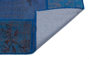 Blue Over Dyed Patchwork Unique Rug 3'11'' x 5'11'' ft 120 x 180 cm