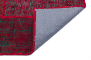 Red Over Dyed Patchwork Unique Rug 3'11'' x 5'11'' ft 120 x 180 cm