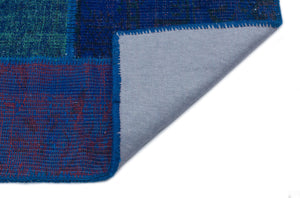 Blue Over Dyed Patchwork Unique Rug 3'11'' x 5'11'' ft 120 x 180 cm