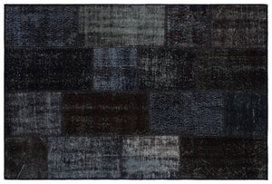 Black Over Dyed Patchwork Unique Rug 3'11'' x 5'11'' ft 120 x 180 cm