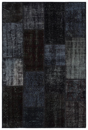 Black Over Dyed Patchwork Unique Rug 3'11'' x 5'11'' ft 120 x 180 cm