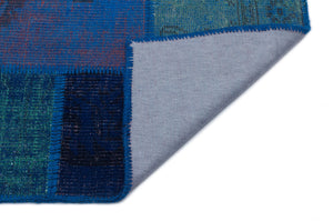 Blue Over Dyed Patchwork Unique Rug 3'11'' x 5'11'' ft 120 x 180 cm