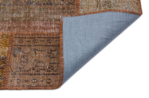 Brown Over Dyed Patchwork Unique Rug 3'11'' x 5'11'' ft 120 x 180 cm