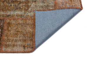 Brown Over Dyed Patchwork Unique Rug 3'11'' x 5'11'' ft 120 x 180 cm