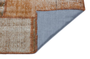 Brown Over Dyed Patchwork Unique Rug 3'11'' x 5'11'' ft 120 x 180 cm