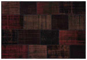 Black Over Dyed Patchwork Unique Rug 5'3'' x 7'7'' ft 160 x 230 cm