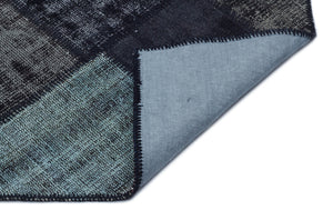 Black Over Dyed Patchwork Unique Rug 5'1'' x 7'7'' ft 156 x 232 cm
