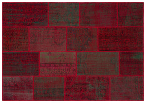 Red Over Dyed Patchwork Unique Rug 5'3'' x 7'7'' ft 160 x 230 cm