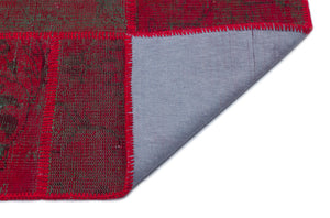 Red Over Dyed Patchwork Unique Rug 5'3'' x 7'7'' ft 160 x 230 cm